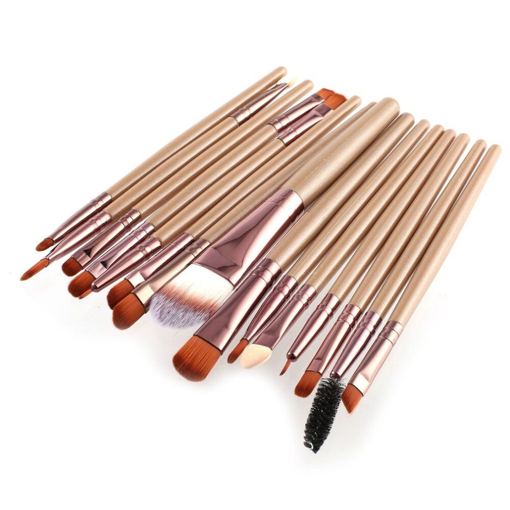 15Pcs/Kit Makeup Brushes Set Eyelash Lip Foundation Powder Eye Shadow Brow Eyeliner Cosmetic Make Up Brush Beauty Tool - ebowsos