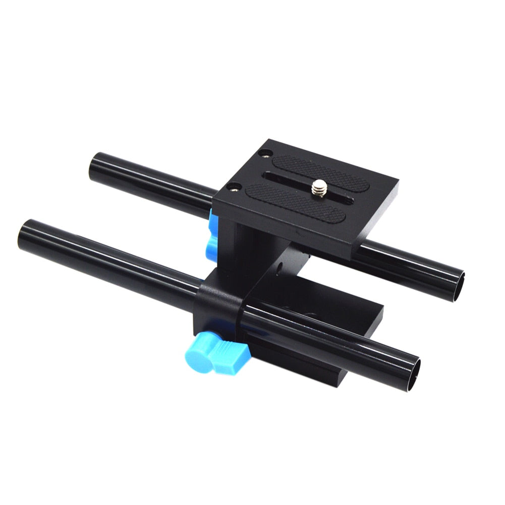 15mm Rail Rod Support System Baseplate Mount for Canon DSLR Follow Focus Rig 5D2 5D 5D3 7D 15mm Rod Rail Rig Support - ebowsos