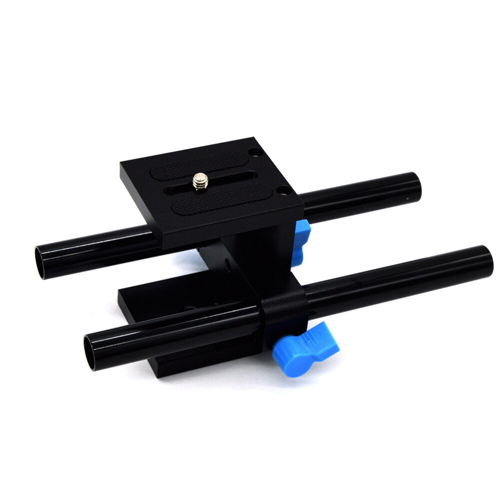 15mm Rail Rod Support System Baseplate Mount for Canon DSLR Follow Focus Rig 5D2 5D 5D3 7D 15mm Rod Rail Rig Support - ebowsos