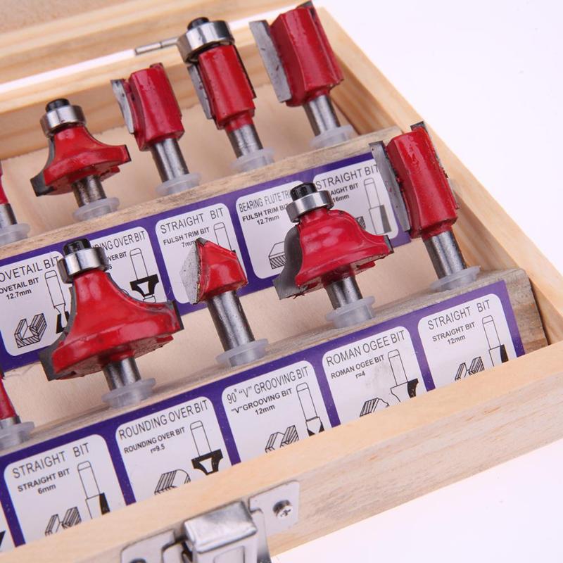 15pcs Router Bit Set Kit Shank Tungsten Carbide Rotary Tool Wood Case Box - ebowsos