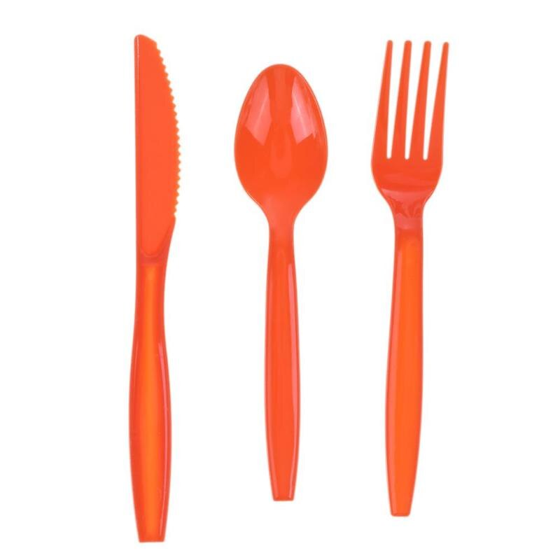 15pcs/Set Portable Plastic Tableware Scoop Fork Knife Party Birthday Kids Outdoor Camping Kitchen Cutlery Tools Dropshipping - ebowsos