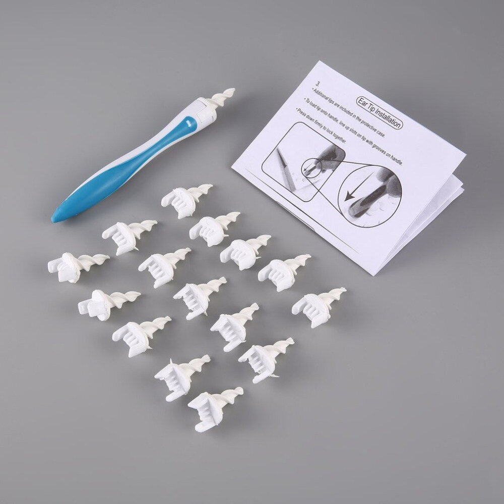 16 Tips Rotating Smart Ear Cleaner with Soft Silicone Tips Ear Spoon Ear Pick Tool To Grab And Extract Earwax ear care kit - ebowsos