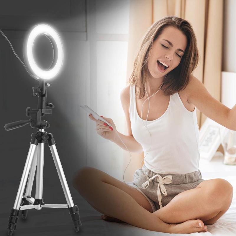 16cm Studio Camera Ring Light Photo Phone Video Light Lamp with Tripods Selfie Stick Annular Fill Light High Quality Ring Light - ebowsos