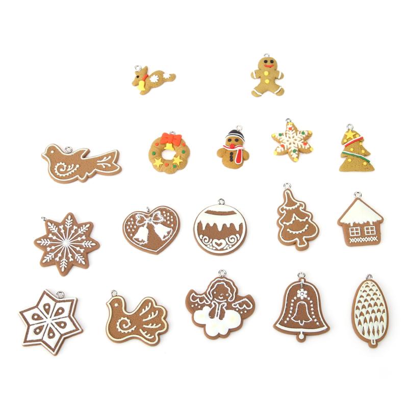 17Pcs Animal Snowflake Biscuits CHRISTMAS Hand Made Polymer Clay - ebowsos