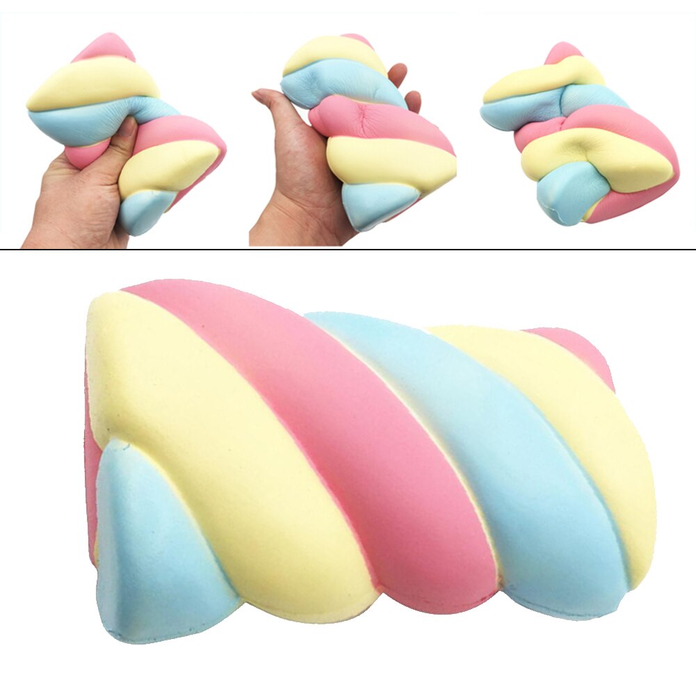 1PC 14.5cm Super Slow Rising Squeeze Squeeze Toy Rainbow Marshmallow Bread Shape Stress Reliever Kid Squeeze Toy Gift Decoration-ebowsos