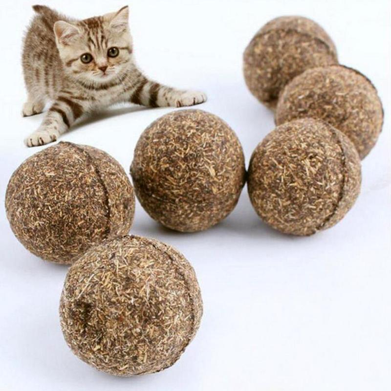 1PC Cat Toy Natural Catnip Ball Menthol Flavor Cat Treats 100% Edible Healthy Safe Edible Treating Ball Toys Pet Cat Products - ebowsos