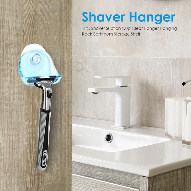 1PC Shaver Toothbrush Holder Shaver Washroom Wall Sucker Suction Cup Clear Hanger Hanging Rack Bathroom Organizer Storage Shelf - ebowsos