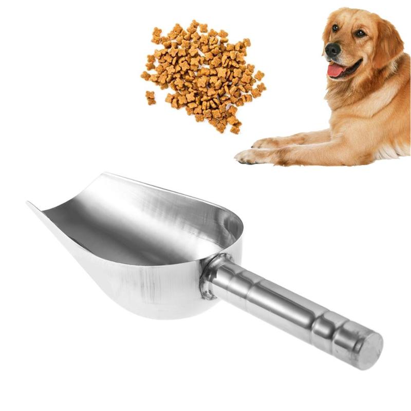 1PC Stainless Steel Pet Feed Food Supplies Dog Food Scoop Shovel Puppy Feeding Food Container Holder Pet Dog Feeding Accessories - ebowsos