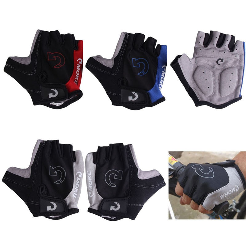 1Pair Half Finger Cycling Gloves Anti-Slip Cycling Gel Bicycle Riding Gloves For MTB Road Mountain Bike Glove Anti Shock Sport-ebowsos