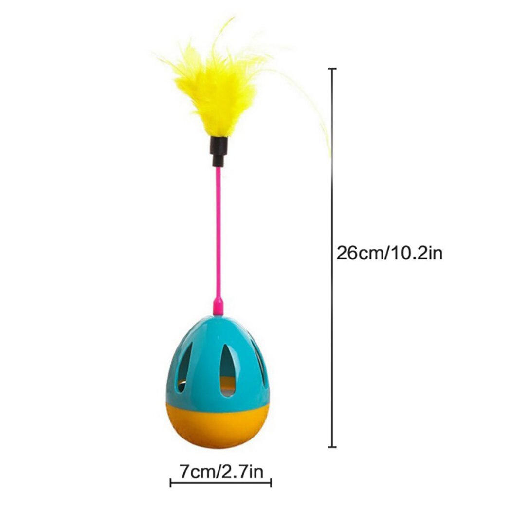 1Pc Cat Toy Creative Tumbler With Feather Cat Interactive Toy Cat Teaser Toy For Cat Kitten Pet Training Supplies Blue Green Red-ebowsos