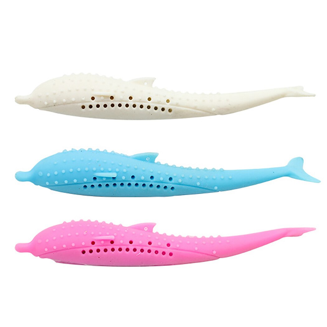 1Pc Funny Pet Toy Creative Safety Silicone Fish Shape Cat Toothbrush Cat Teething Stick Toy With Catnip Pet Training Supplies-ebowsos