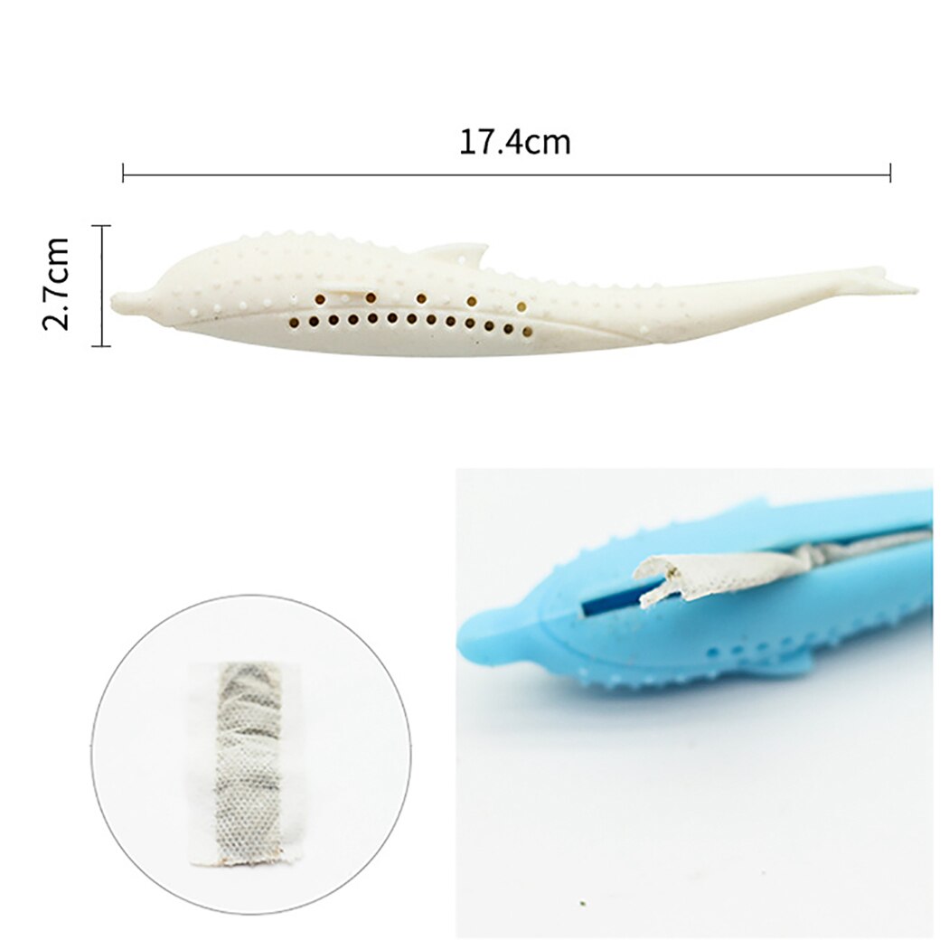 1Pc Funny Pet Toy Creative Safety Silicone Fish Shape Cat Toothbrush Cat Teething Stick Toy With Catnip Pet Training Supplies-ebowsos