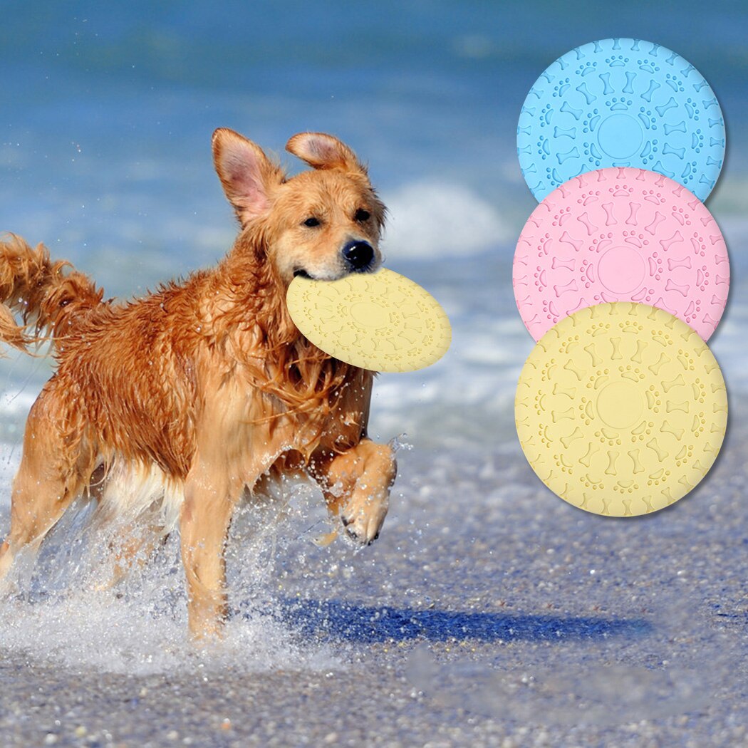 1Pc Pet Flying Disc Multi-Purpose Interactive Dog Disc Toy Dog Training Toy Dog Bowl Pet Interactive Supplies Yellow Pink Blue-ebowsos