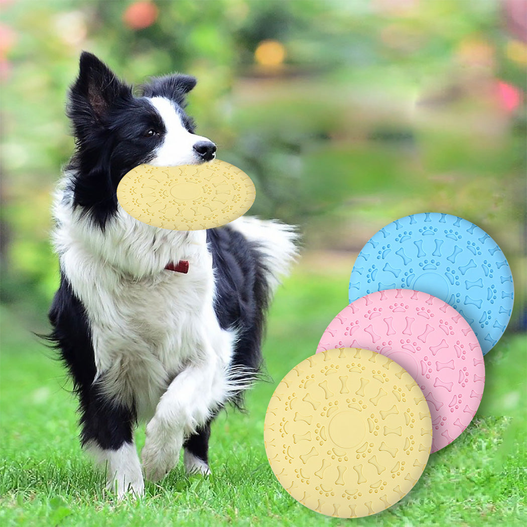 1Pc Pet Flying Disc Multi-Purpose Interactive Dog Disc Toy Dog Training Toy Dog Bowl Pet Interactive Supplies Yellow Pink Blue-ebowsos