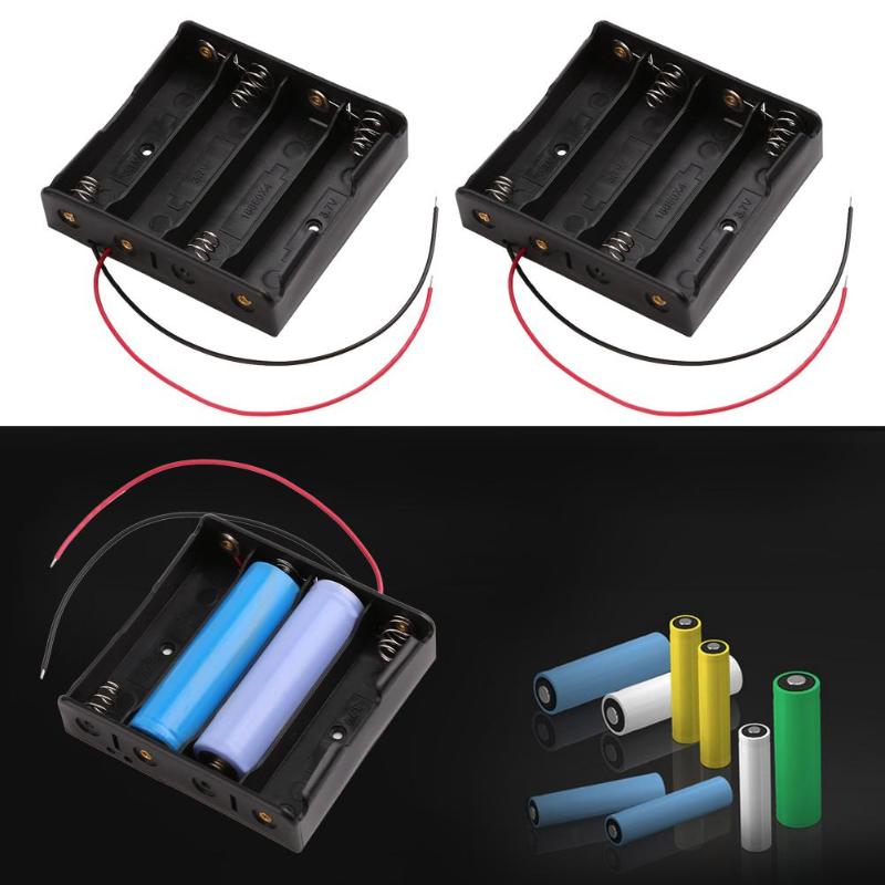 1Pcs Black Plastic AA Battery Storage Box 4 Slot Way DIY Batteries Clip Container with Wire Lead Pin High Quality Battery Holder - ebowsos