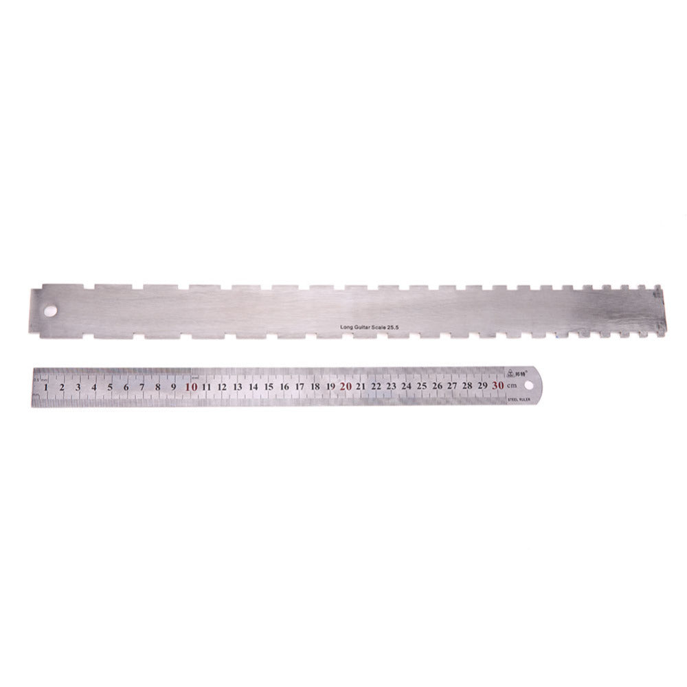 1Pcs Guitar Fingerboard Ruler Silver Stainless Steel Guitar Neck Notched Straight Edge Luthiers Tool Guitarra Accessories-ebowsos