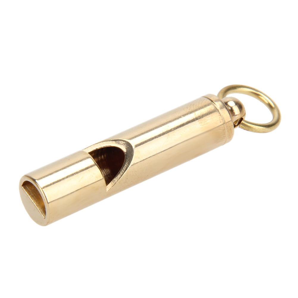 1Pcs Solid brass EDC Emergency Survival Aid Whistle Keychain For Camping Hiking Outdoor Sport Tools-ebowsos