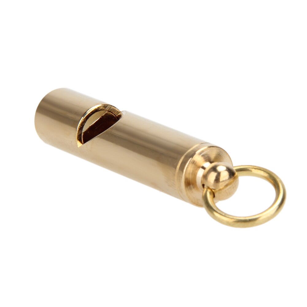 1Pcs Solid brass EDC Emergency Survival Aid Whistle Keychain For Camping Hiking Outdoor Sport Tools-ebowsos