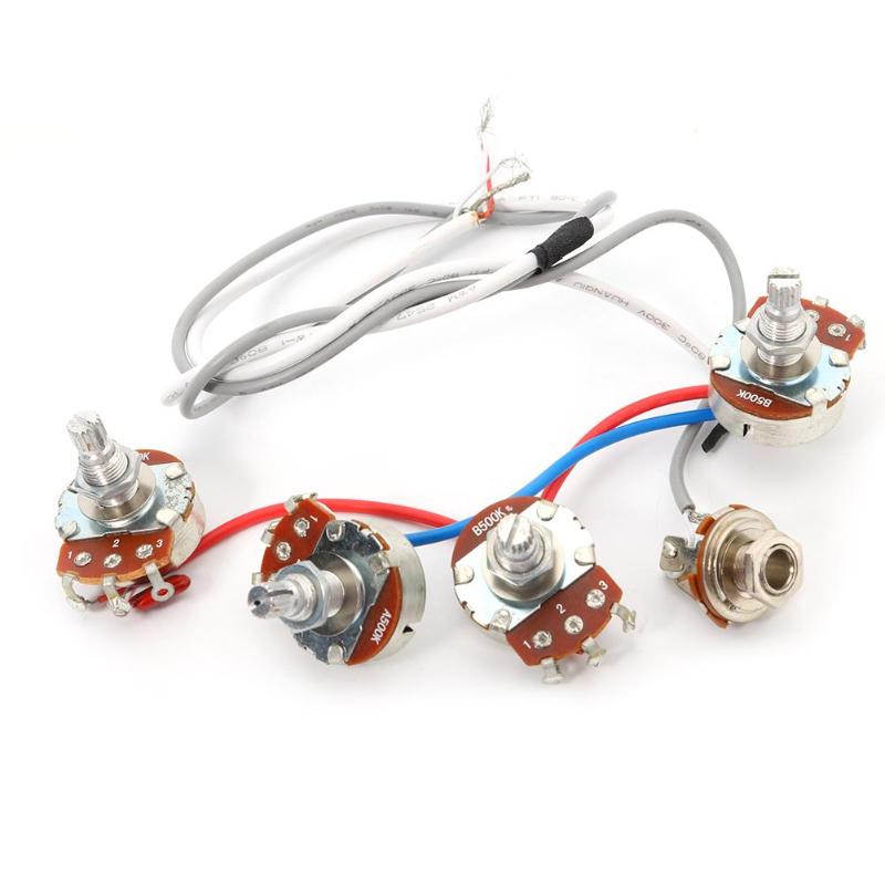 1Set Wiring Harness 2v2t Jack 500k Pots for Replacement LP Electric Guitar-ebowsos