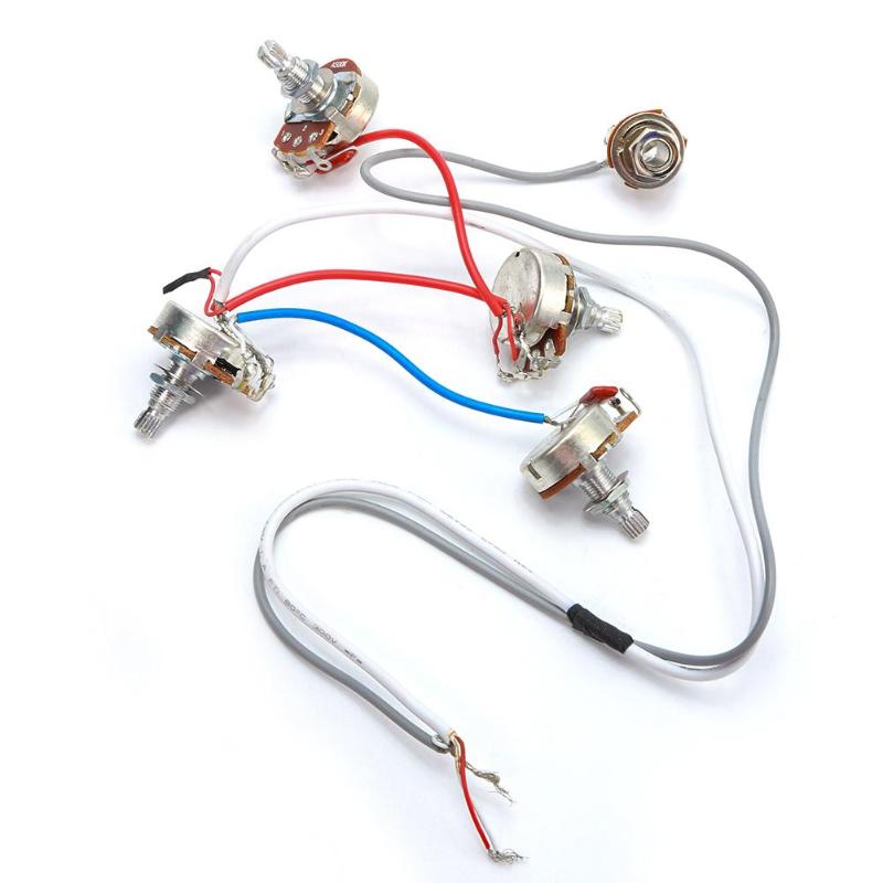 1Set Wiring Harness 2v2t Jack 500k Pots for Replacement LP Electric Guitar-ebowsos