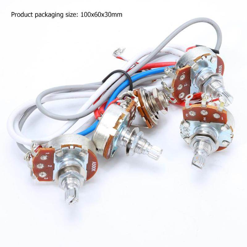 1Set Wiring Harness 2v2t Jack 500k Pots for Replacement LP Electric Guitar-ebowsos