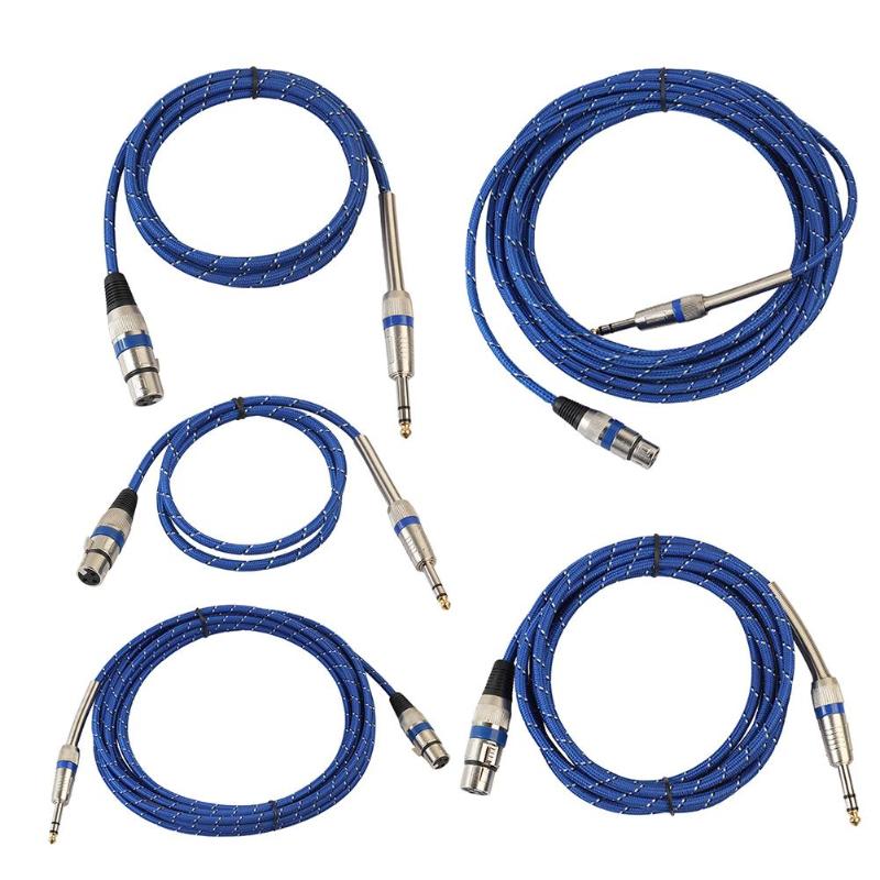 1m/1.8m/3m/5m/10m 6.35mm Jack Male to XLR 3 PIN Female Audio Converter Cable Nylon Braided Stereo Microphone Cable Cord Wire - ebowsos