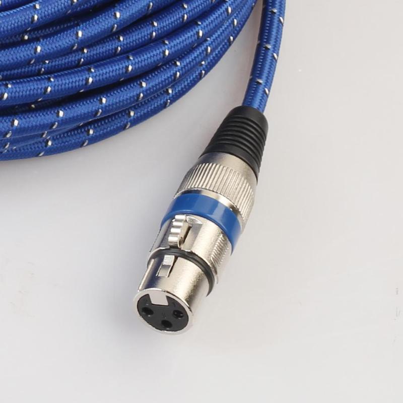 1m/1.8m/3m/5m/10m 6.35mm Jack Male to XLR 3 PIN Female Audio Converter Cable Nylon Braided Stereo Microphone Cable Cord Wire - ebowsos