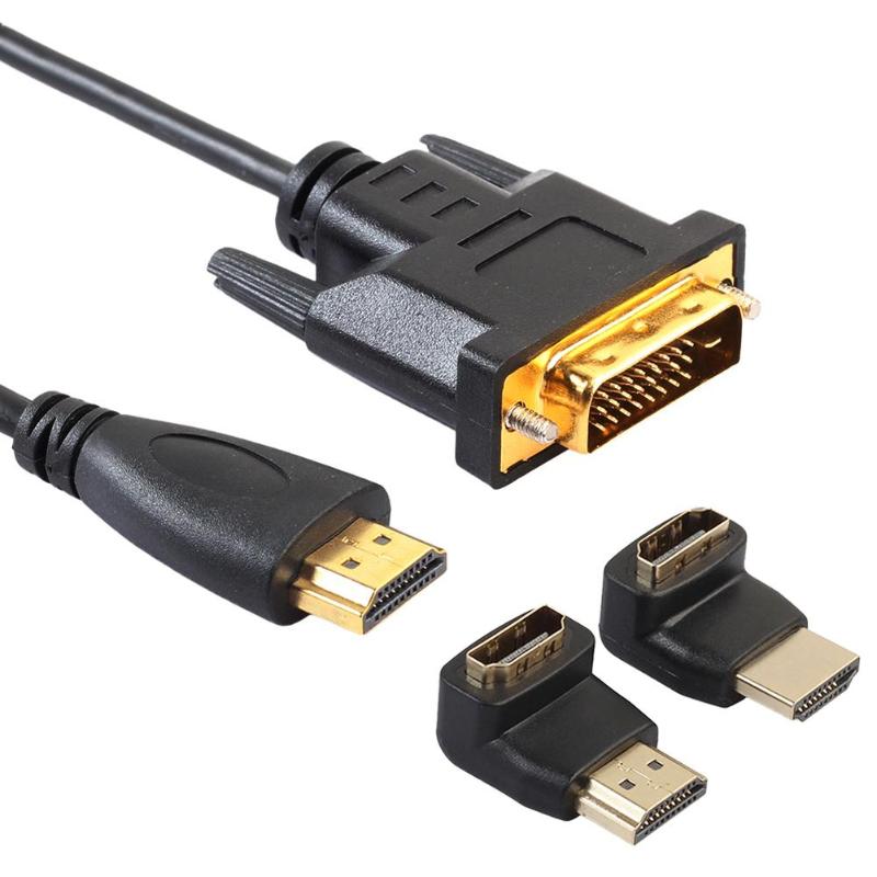 1m/1.8m/3m/5m HDMI Male to DVI 24+1 Male Converter Cable Cord Wire HDMI 5Gbps with 90/270 Degree Adapter Connector - ebowsos