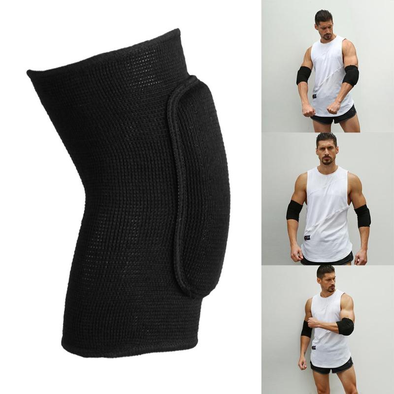 1pair Elastic Elbow Support Gym Fitness Sports Knitted Sponge Knee Protectors Guard Brace-ebowsos