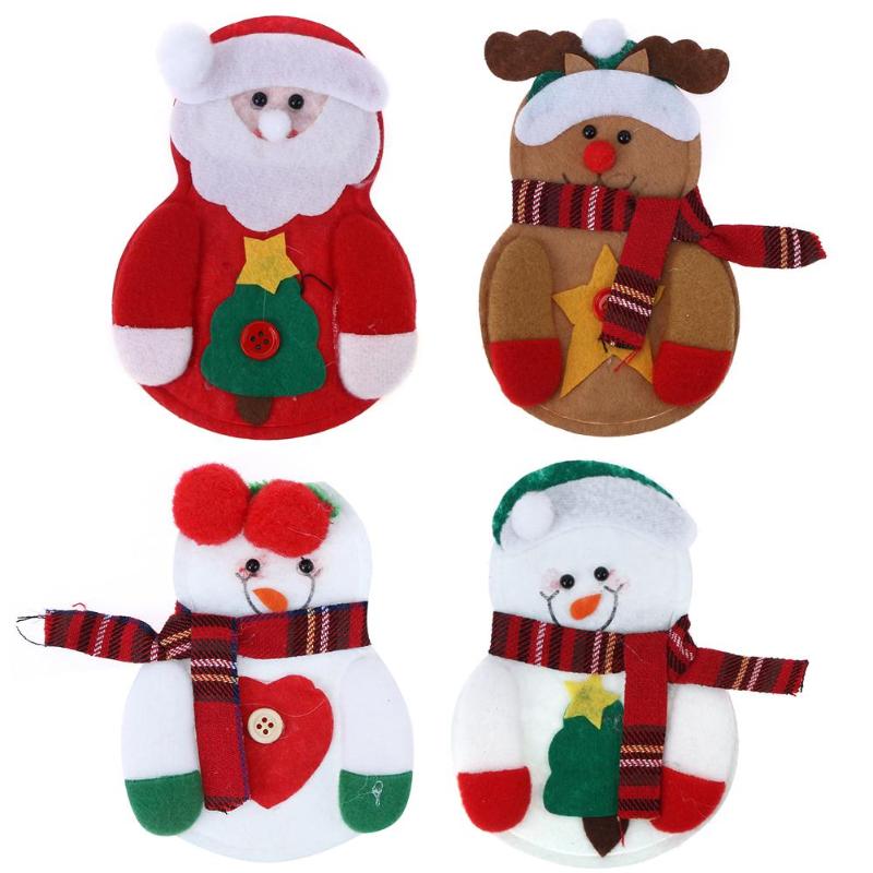 1pc Christmas Snowman Cutlery Bags Santa Claus Kitchen Dining Table Cutlery - ebowsos