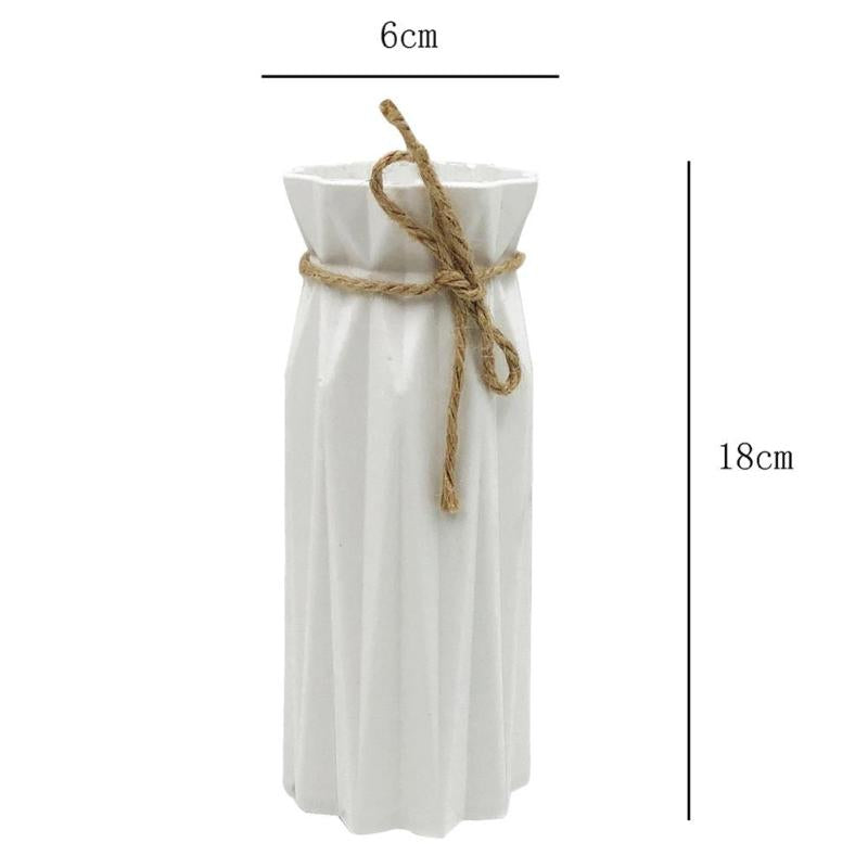 1pc Origami Plastic Vase White Imitation Ceramic Flowerpot Flower Basket Artificial Flower Arrangement Container Home Decoration - ebowsos