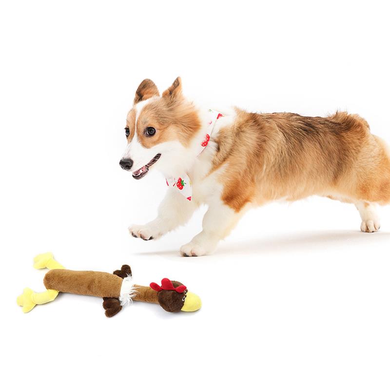 1pc Pet Plush Toy Bite-Resistant Turkey Shape Pet Squeaky Toy Pet Bite Toys For Dog Pet Supplies Dog Favors-ebowsos