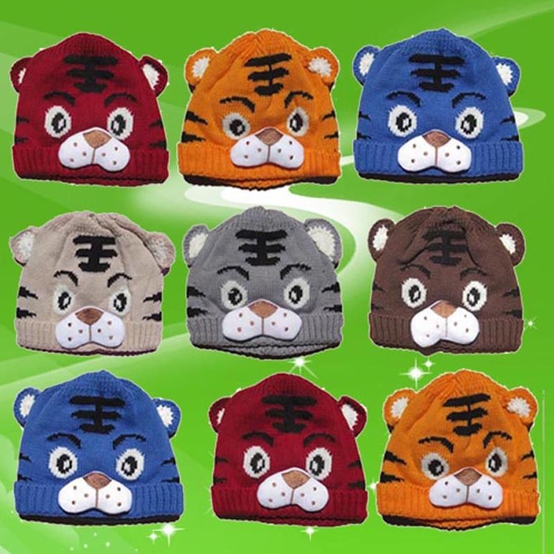 1pcs Baby Girls Boys Kids Toddlers Crochet Knit Cute Tiger Hat Cap Beanie Bonnet - ebowsos