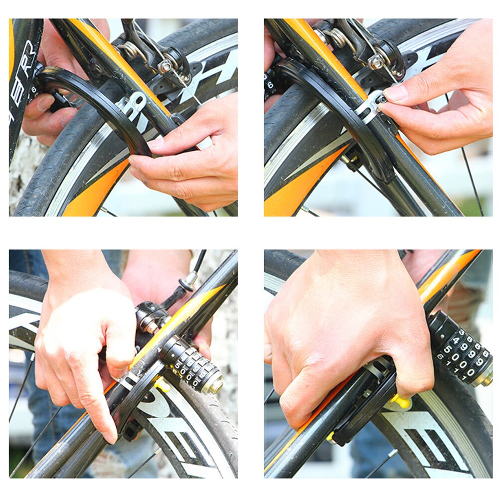 1pcs Black Bike Lock General Bicycle Horseshoe Claws Anti-theft Lock Password Share Bike MTB Bicycle Locks-ebowsos