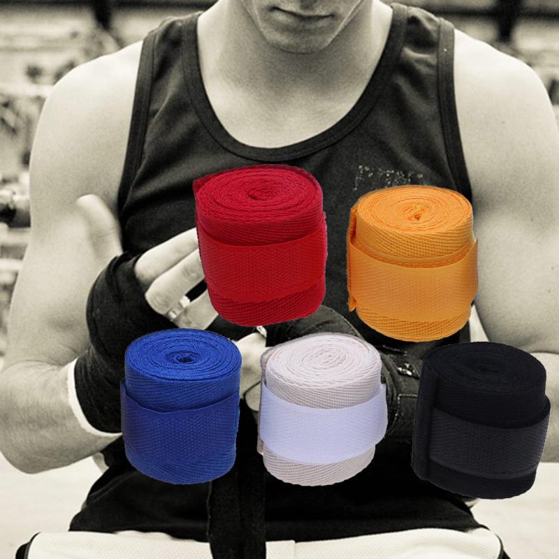 1pcs/roll 2.5M Cotton Sports Strap Boxing Bandage Sanda Muay Thai MMA Taekwondo Hand Gloves Wraps-ebowsos