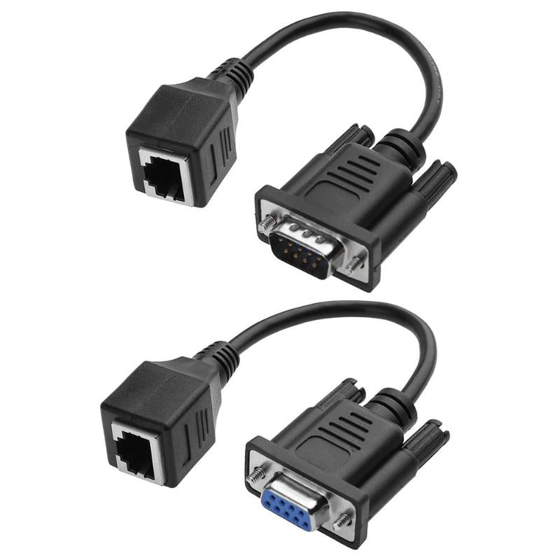 1set DB9 Male Female to RJ45 Female Cable Extender Adapter Converter - ebowsos
