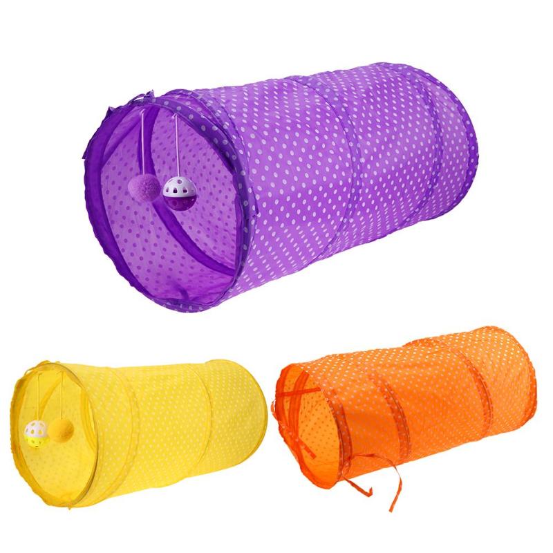 2 Holes Funny Pet Cat Tunnel Cat Play Tubes Balls Collapsible Crinkle Kitten Dog Toys Puppy Ferrets Rabbit Play Cat Tunnel Tubes - ebowsos