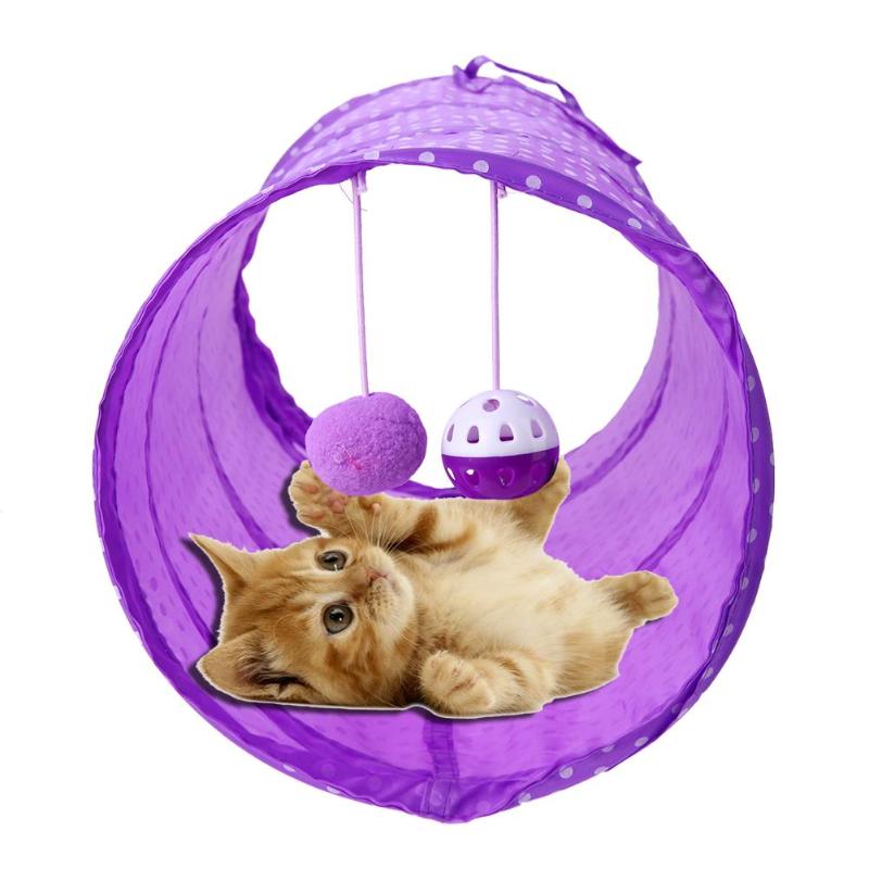 2 Holes Funny Pet Cat Tunnel Cat Play Tubes Balls Collapsible Crinkle Kitten Dog Toys Puppy Ferrets Rabbit Play Cat Tunnel Tubes - ebowsos