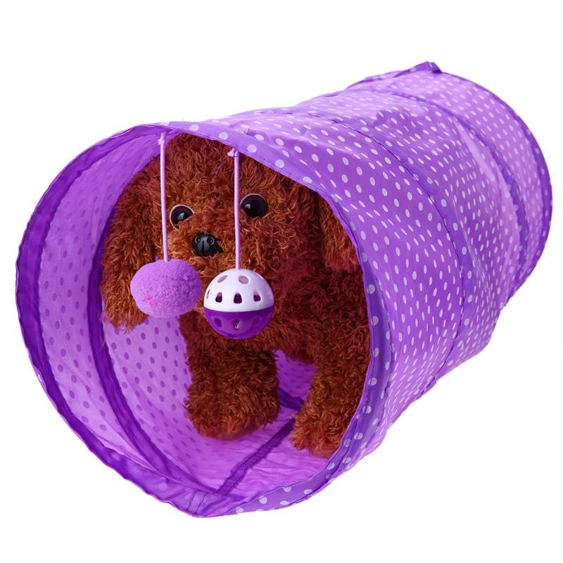 2 Holes Funny Pet Cat Tunnel Cat Play Tubes Balls Collapsible Crinkle Kitten Dog Toys Puppy Ferrets Rabbit Play Cat Tunnel Tubes - ebowsos