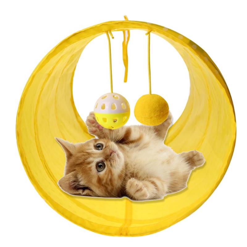 2 Holes Funny Pet Cat Tunnel Cat Play Tubes Balls Collapsible Crinkle Kitten Dog Toys Puppy Ferrets Rabbit Play Cat Tunnel Tubes - ebowsos