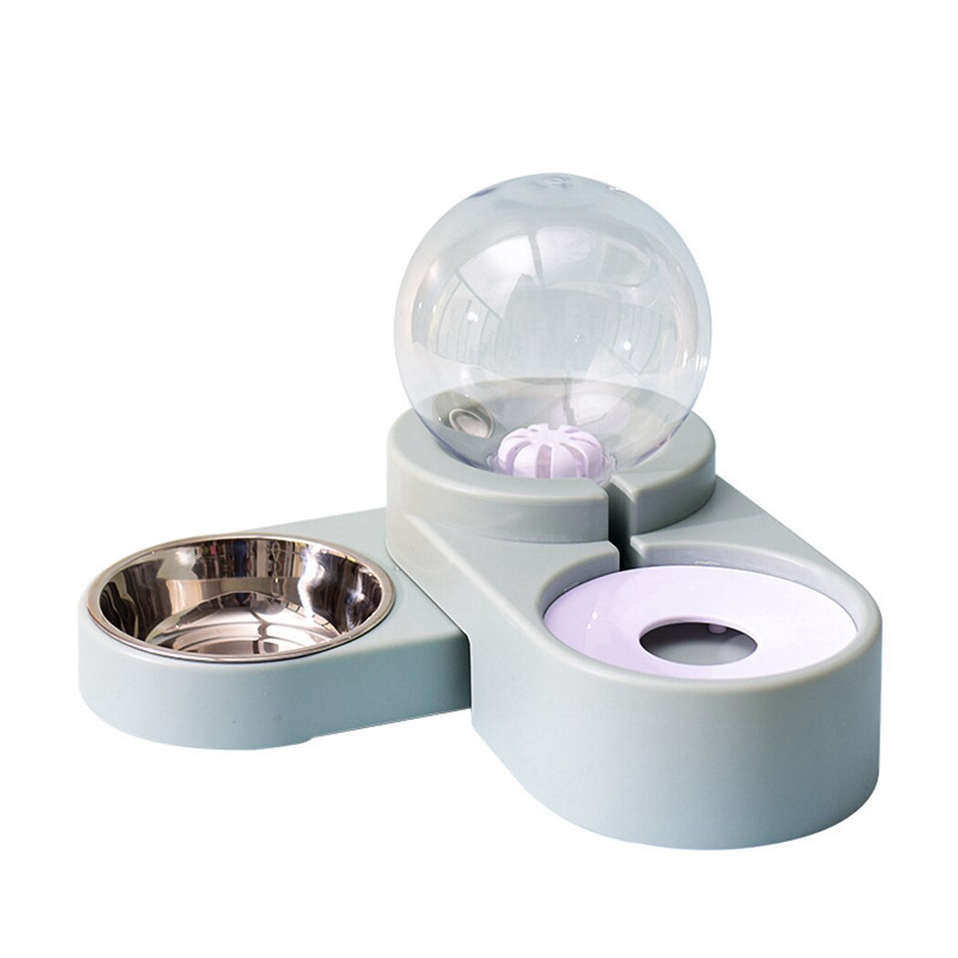 2 In 1 Cat Food Water Feeder Automatic Plastic Cat Waterer Food Feeder With Stainless Steel Bowl Pet Feeding Supplies-ebowsos