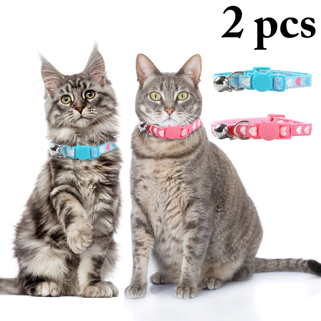 2 Pcs Adjustable Cute Dog Collars Pet Collars With Small Bells Charm Necklace Collar For Little Dogs Cat Collars Pet Supplies-ebowsos