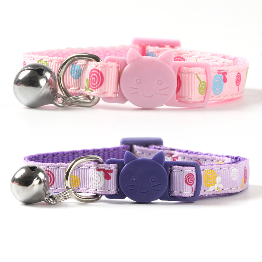 2 Pcs Adjustable Cute Dog Collars Pet Collars With Small Bells Charm Necklace Collar For Little Dogs Cat Collars Pet Supplies-ebowsos