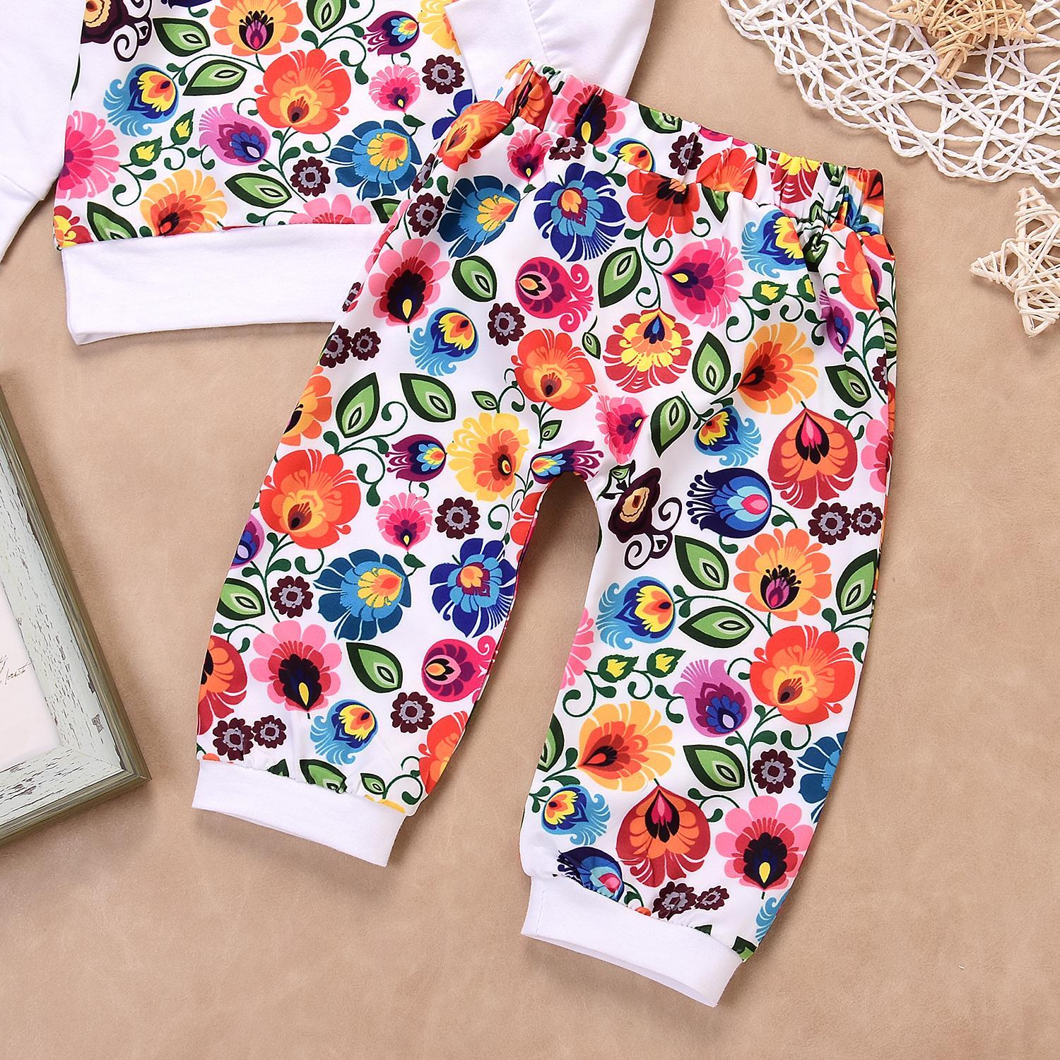 2 Pcs Baby Coloth sets Korean Style Baby Girl flower Tops and Pants Set Floral Pattern Toddler Gift Shirt + Pants Dropshipping-ebowsos