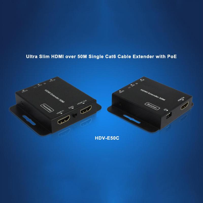 2-Port HDMI Extender IR POE Cat5e/6 Cable 1080P Transmitter Receiver Switcher with Power Adapter up to 50m High Quality - ebowsos