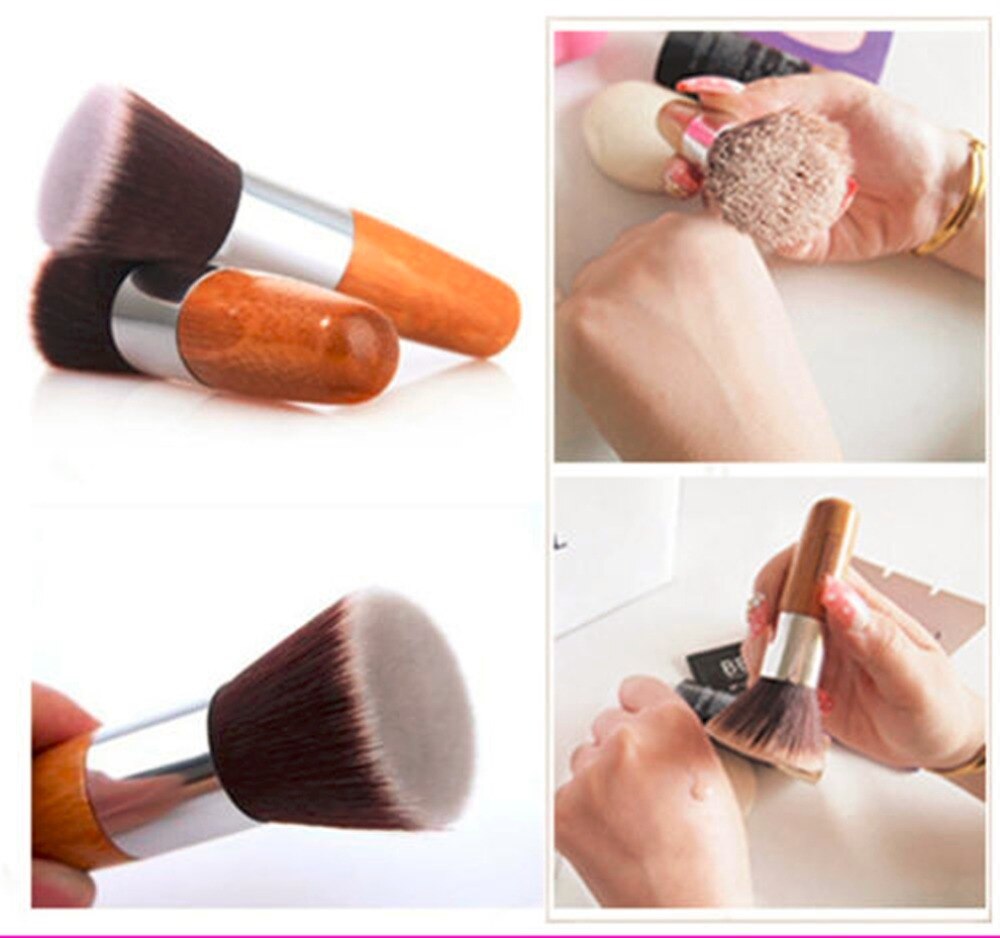 2 pcs/lot Professional Soft Flat Top Buffer Foundation Powder Brush Cosmetic Salon Brush Basic Makeup Brushes Facial Makeup Tool - ebowsos