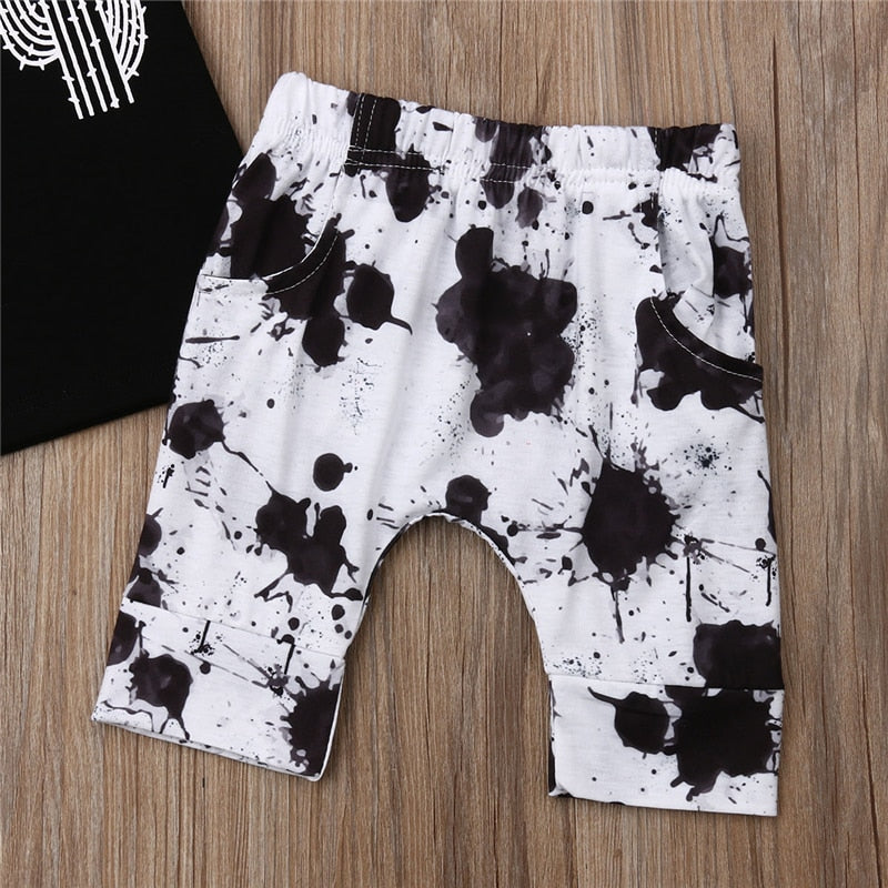 2 pieces Kid Sleeveless Tank Top and Print Pants Set For Toddler and Baby Boys Clothes 6M-3Y - ebowsos