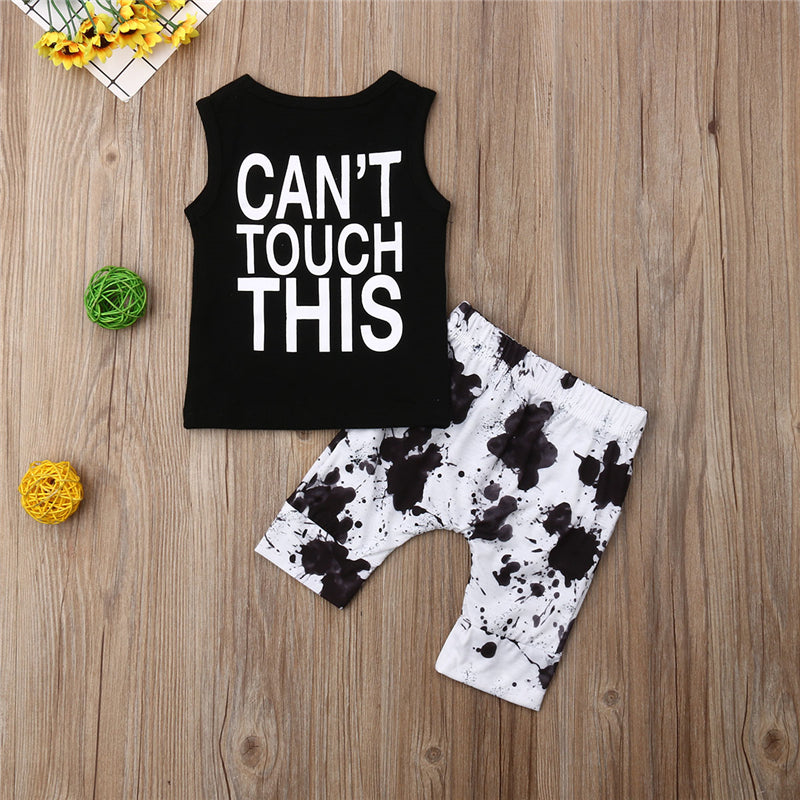 2 pieces Kid Sleeveless Tank Top and Print Pants Set For Toddler and Baby Boys Clothes 6M-3Y - ebowsos