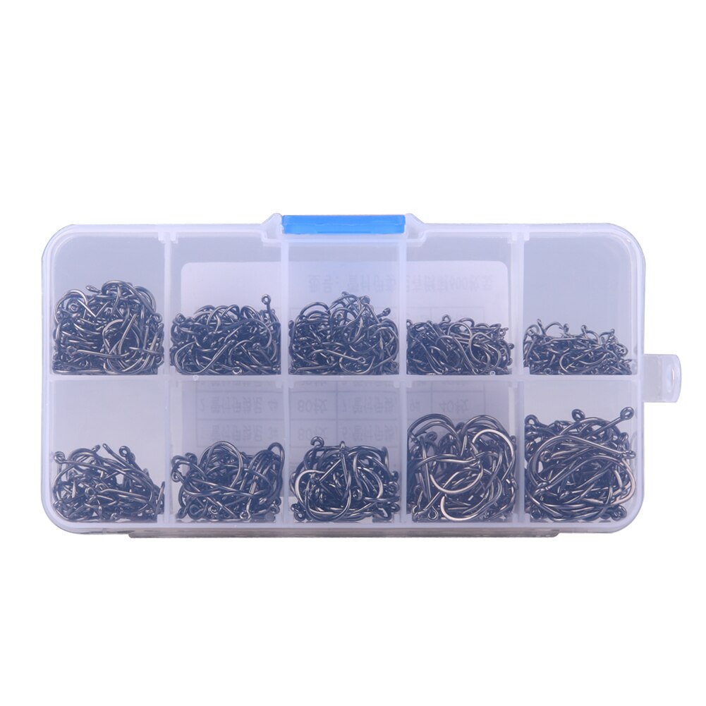 200-600Pcs Fishing Hook Jig Hooks with Hole Fly Fishing Tackle Box Carbon Steel Fishhook-ebowsos