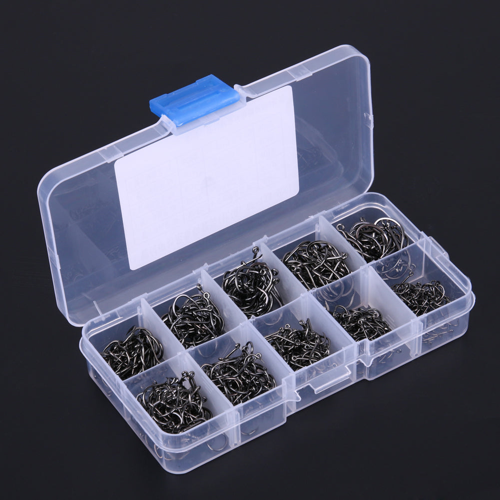 200-600Pcs Fishing Hook Jig Hooks with Hole Fly Fishing Tackle Box Carbon Steel Fishhook-ebowsos